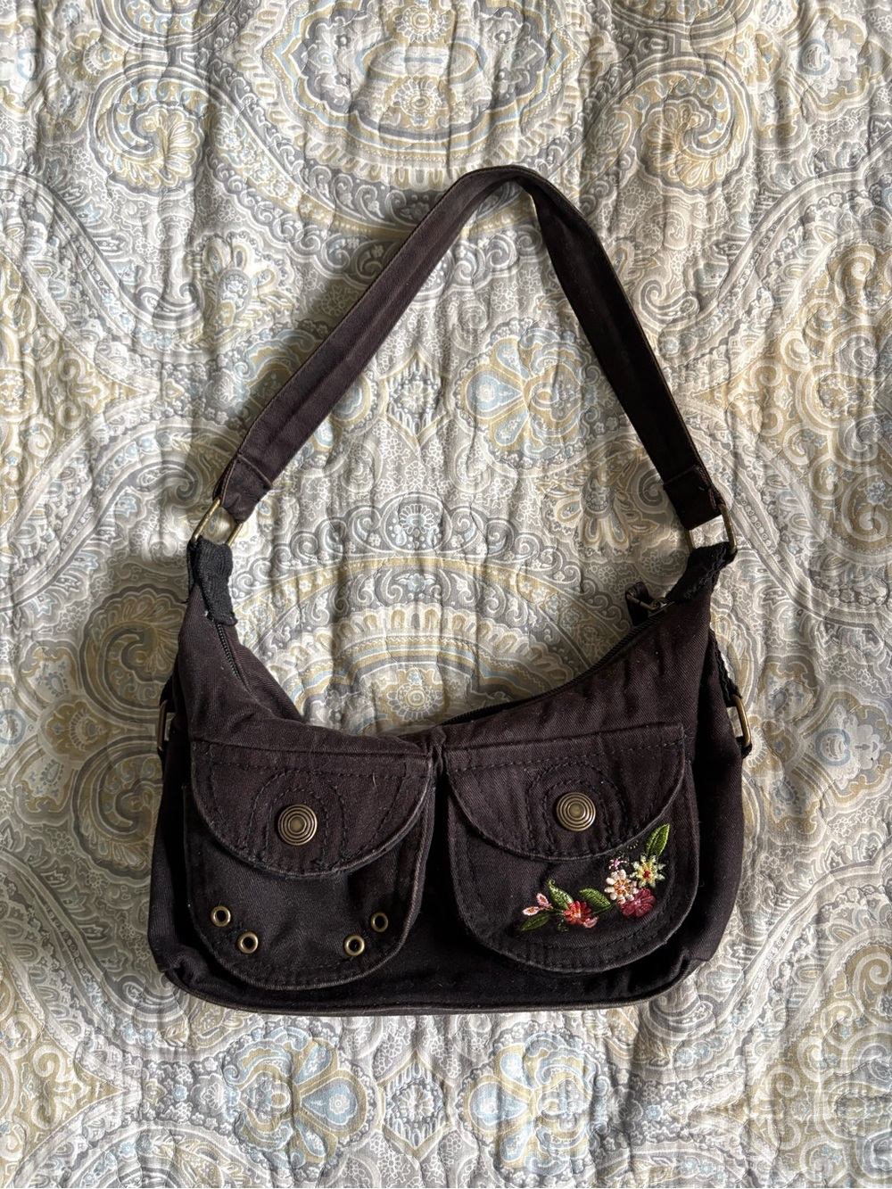 Vintage Y2K Embroidered Shoulder Bag